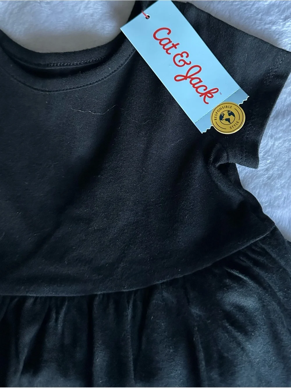 Carter's Black Short Sleeve Knit Dress for Girls